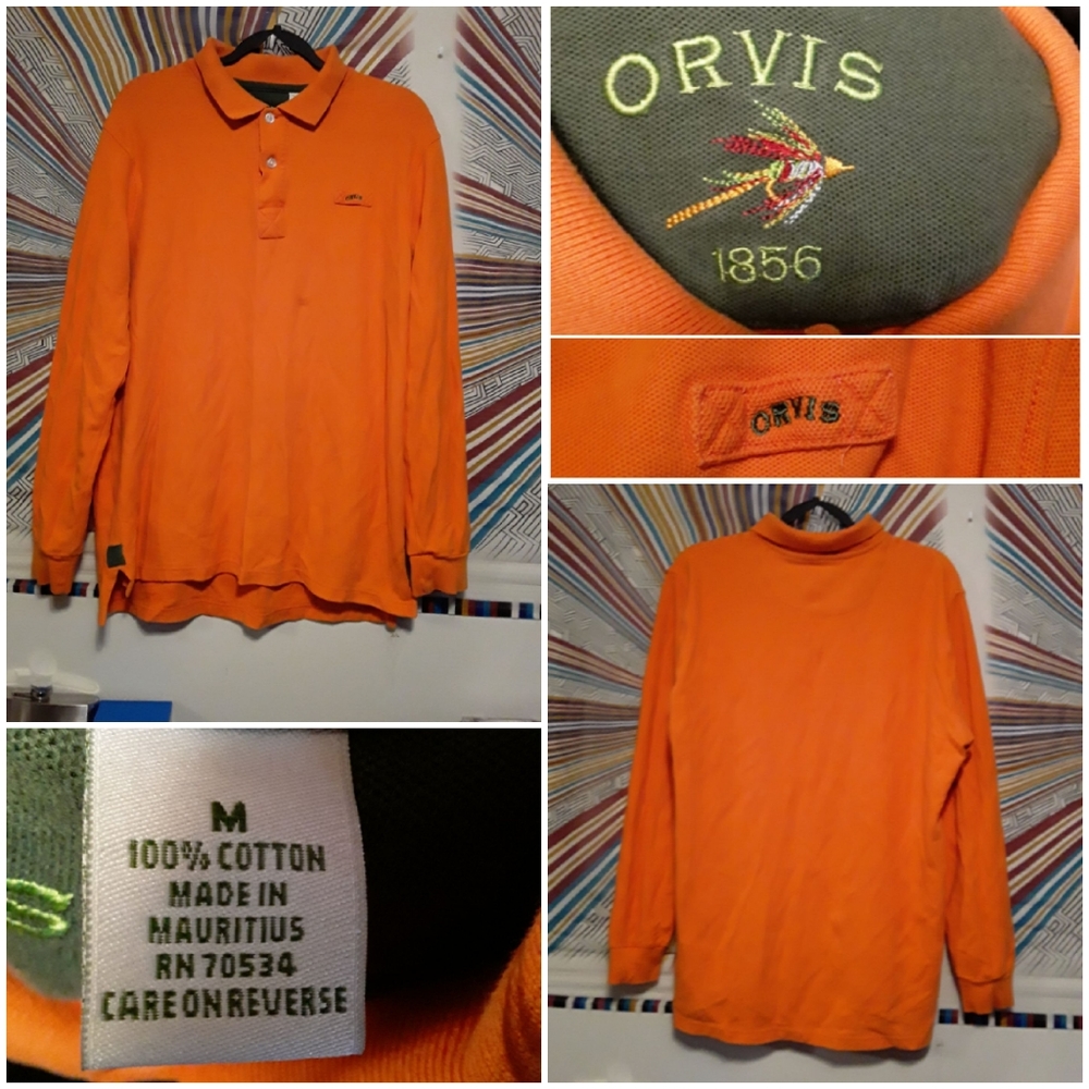Orvis 1856 Vintage Men(M) Orange Lonsleeve Polo